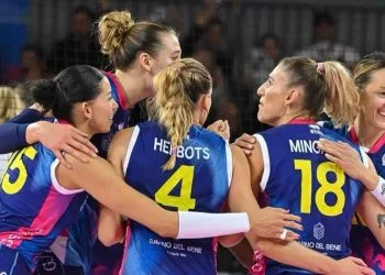 L'esultanza della Savino del Bene Scandicci (da facebook.com/savinodelbenevolley)