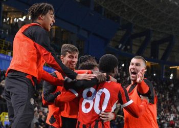 Il Milan esulta nella semifinale di Supercoppa 2025 (Foto ANSA)