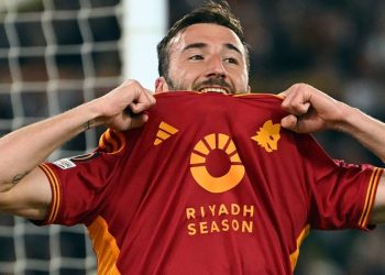 Bryan Cristante con la maglia della Roma