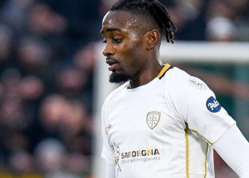 Cagliari's Antoine Makoumbou in action during the italian soccer Serie A match between Venezia FC vs Cagliari Calcio at the Pier Luigi Penzo stadium in Venice, Italy, 22 December 2024. ANSA/Ettore Griffoni