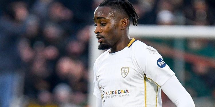 Cagliari's Antoine Makoumbou in action during the italian soccer Serie A match between Venezia FC vs Cagliari Calcio at the Pier Luigi Penzo stadium in Venice, Italy, 22 December 2024. ANSA/Ettore Griffoni