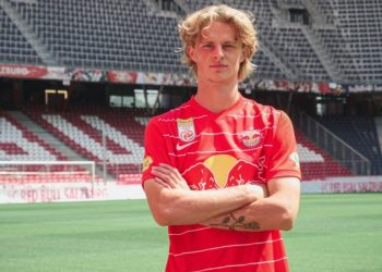 Maurits Kjaergaard  con la maglia del Red Bull Salisburgo