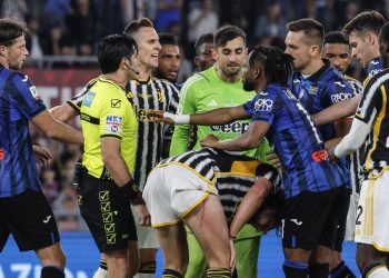 Un momento di tensione in Atalanta Juventus (Foto ANSA)