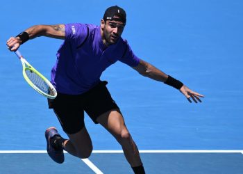 Matteo Berrettini in campo agli Australian Open 2025 (Foto ANSA)