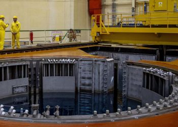 Caricamento del combustibile nel reattore della centrale nucleare di Dukovany, Cechia (Ansa)