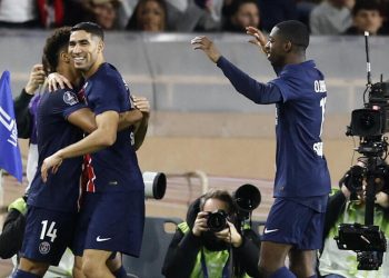 L'esultanza dei calciatori del Psg (Foto ANSA)