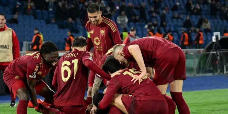 La festa della Roma in Europa League (Foto ANSA)