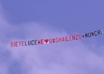 Shaila e Lorenzo Spolverato, messaggio aereo
