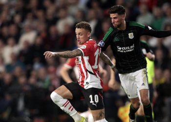 Noa Lang in azione con il Psv Eindhoven (Foto ANSA)