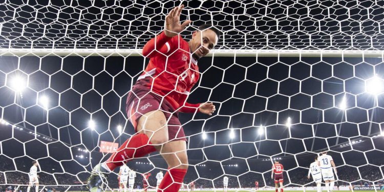 Noah Okafor con la Svizzera in Nations League (Foto ANSA)