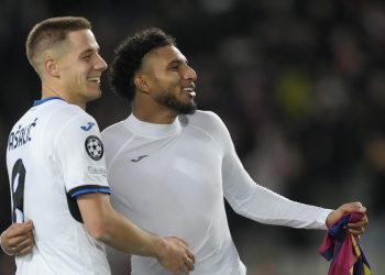 Mario Pasalic e Ederson con l'Atalanta in Champions League (Foto ANSA)