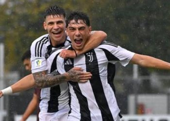 Diego Pugno esulta con la Juventus Primavera (da Facebook)