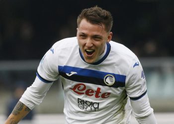 Mateo Retegui esulta con la maglia dell'Atalanta (Foto ANSA)