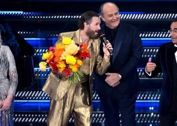 Festival di Sanremo 2025: da sin. Antonella Clerici, Jovanotti, Gerry Scotti, Carlo Conti (Ansa)