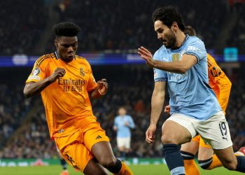 Ilkay Gundogan contro Aurelien Tchouameni in Manchester City Real Madrid (Foto ANSA)