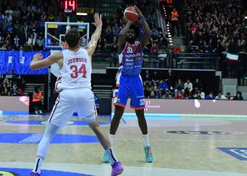 Justin Alston al tiro in Treviso Trieste (da facebook.com/trevisobasket)