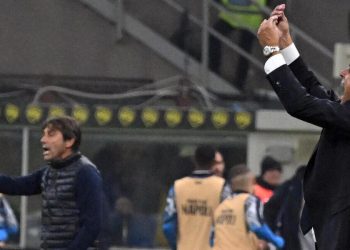 Simone Inzaghi e Antonio Conte in Inter Napoli (Foto ANSA)