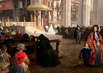 Angelo Inganni, "Interno del Duomo di Milano" (1844, particolare)