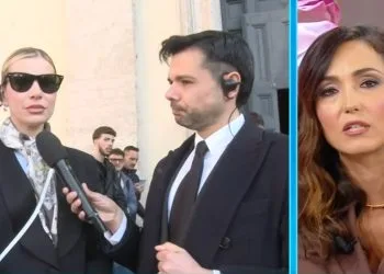 Clizia Incorvaia ai funerali di Eleonora Giorgi (screen da Rai 1)