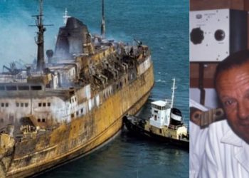 traghetto Moby Prince dopo il rogo e Ugo Chessa