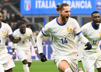 Adrien Rabiot in gol con la Francia in Nations League (Foto ANSA)