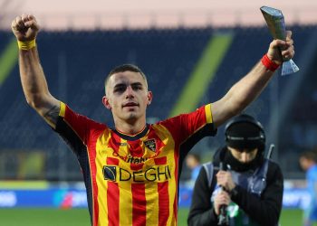 Nikola Krstovic, attaccante montenegrino del Lecce (Foto ANSA)