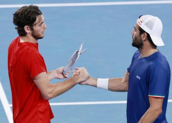 Taylor Fritz e Matteo Berrettini alla United Cup (Foto ANSA)