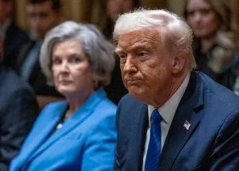 Donald Trump durante una riunione nella Cabinet Room alla Casa Bianca (Ansa)