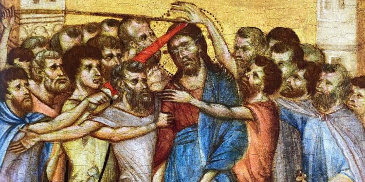 Cimabue, Cristo deriso (1280, particolare)