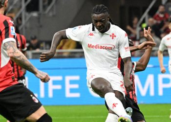 Moise Kean a segno in Milan Fiorentina (Foto ANSA)