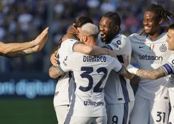 L'esultanza dell'Inter per un gol in Serie A (Foto ANSA)