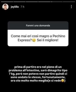 Jey Lillo Magici malore a Pechino Express 2025 Instagram