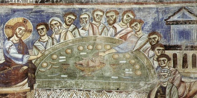 Autore ignoto, Ultima cena, XI secolo (particolare)