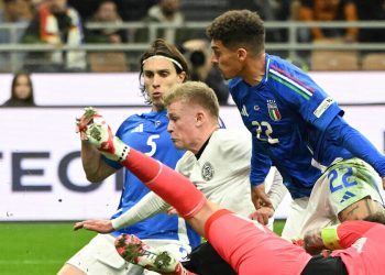 Jonathan Burkardt con la Germania contro l'Italia (Foto ANSA)