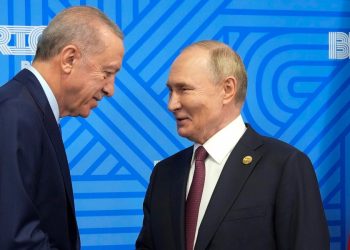 Recep Tayyip Erdogan e Vladimir Putin a Kazan nel 2024 (Ansa)