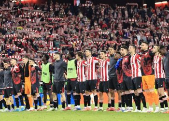 Festa per l'Athletic Bilbao al San Mamès in Europa League (Foto ANSA)