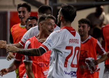 Mattia Aramu in gol con il Mantova (da facebook.com/mantova1911)