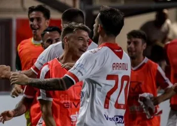 Mattia Aramu in gol con il Mantova (da facebook.com/mantova1911)