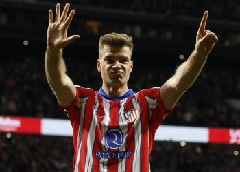 Alexander Sorloth con la maglia dell'Atletico Madrid (Foto ANSA)