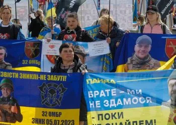 Kiev (Ucraina), manifestazione a supporto delle persone scomparse (Ansa)