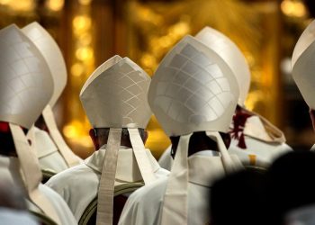 Cardinali in San Pietro durante l'ottava Messa dei Novendiali (Ansa)