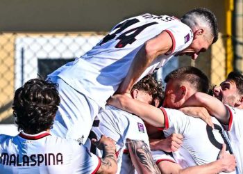 L'esultanza del Milan Futuro in Serie C (da facebook.com/SerieCofficial)