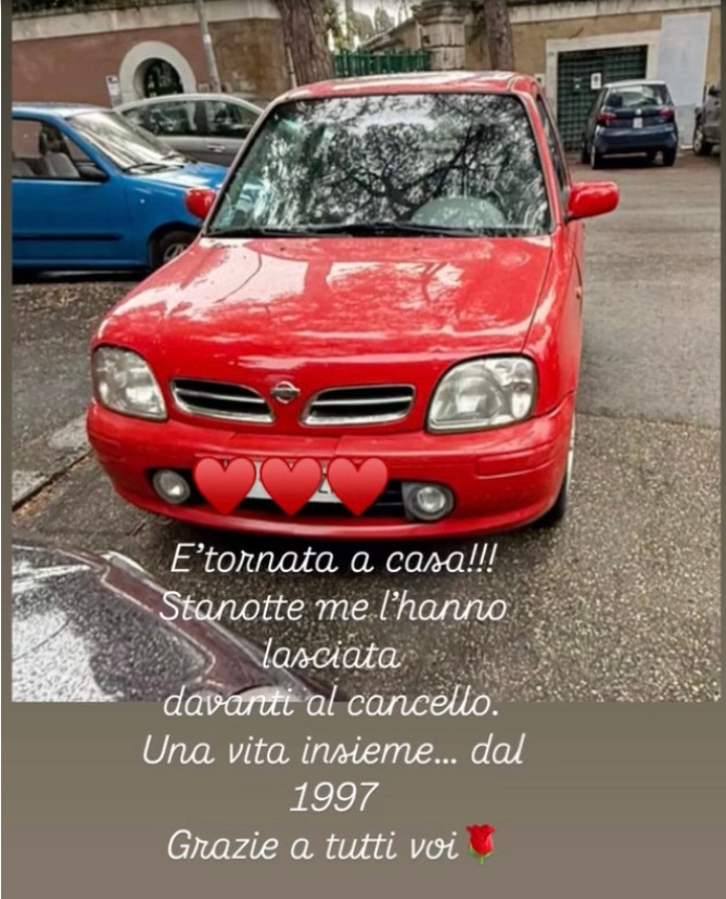 Rita dalla chiesa auto rubata