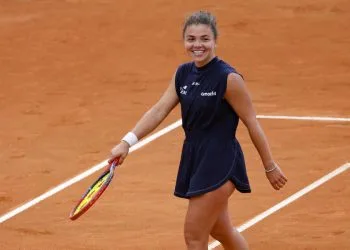 Il sorriso di Jasmine Paolini agli Internazionali d'Italia 2025 Roma (Foto ANSA)