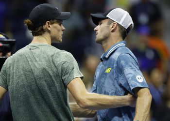 Jannik Sinner e Tommy Paul dopo il loro match agli Us Open (Foto ANSA)