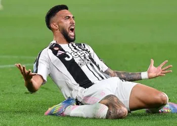 Nico Gonzalez esulta per un gol con la Juventus (Foto ANSA)