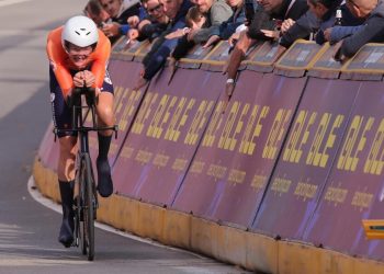 Daan Hoole, qui a cronometro agli Europei di ciclismo (Foto ANSA)