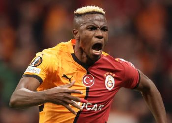 Victor Osimhen in gol con il Galatasaray (Foto ANSA)