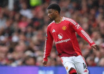 Amad Diallo in azione con il Manchester United (Foto ANSA)