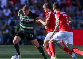 Viktor Gyokeres nella finale di Coppa del Portogallo tra Sporting Lisbona e Benfica (Foto ANSA)